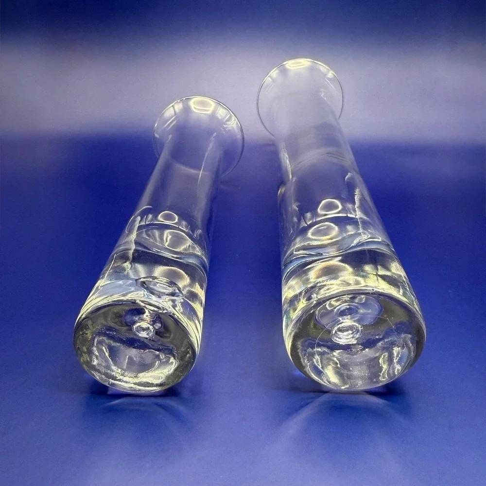 Crown Corning Horizon Bud Vase Set 8" & 10" Vintage Australian Crystal Glass-Box - Picture 8 of 13